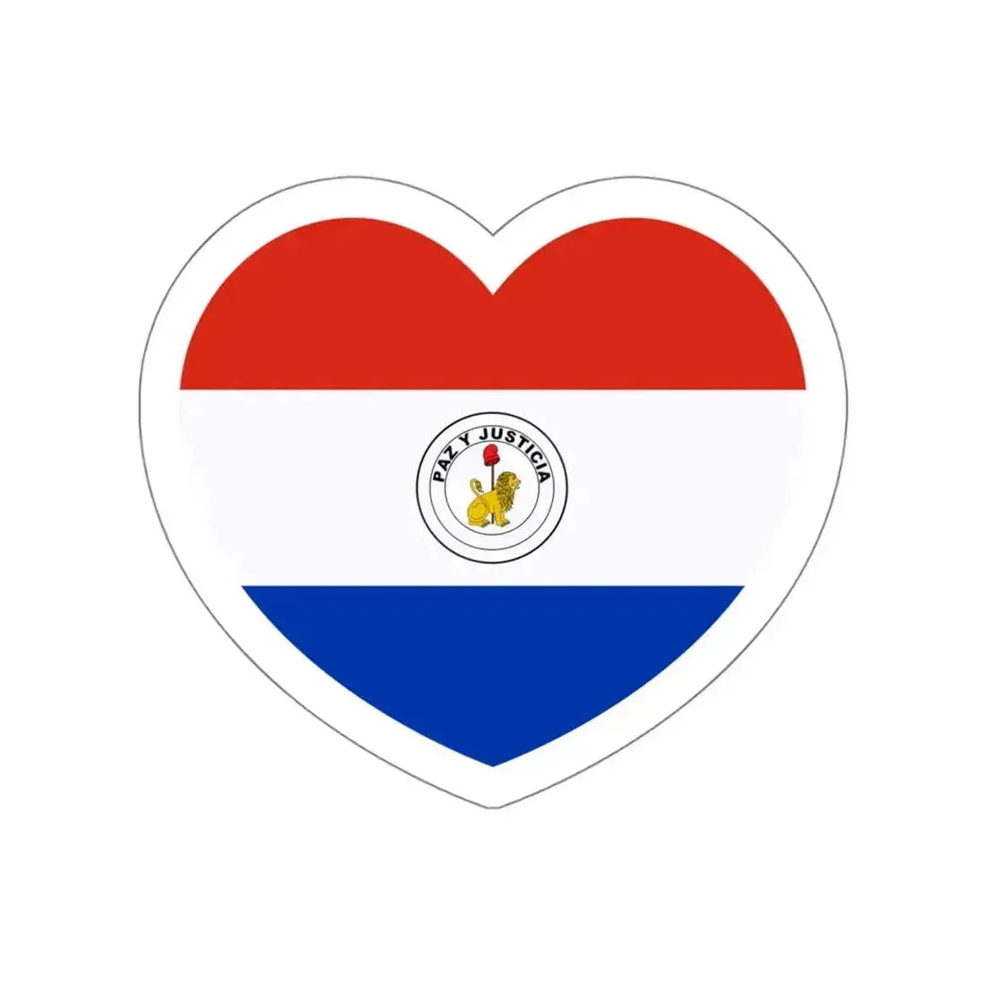 Heart Flag of Paraguay reverse - STICKER Vinyl Die-Cut Decal White Die-Cut 6 Inch - The Sticker Space