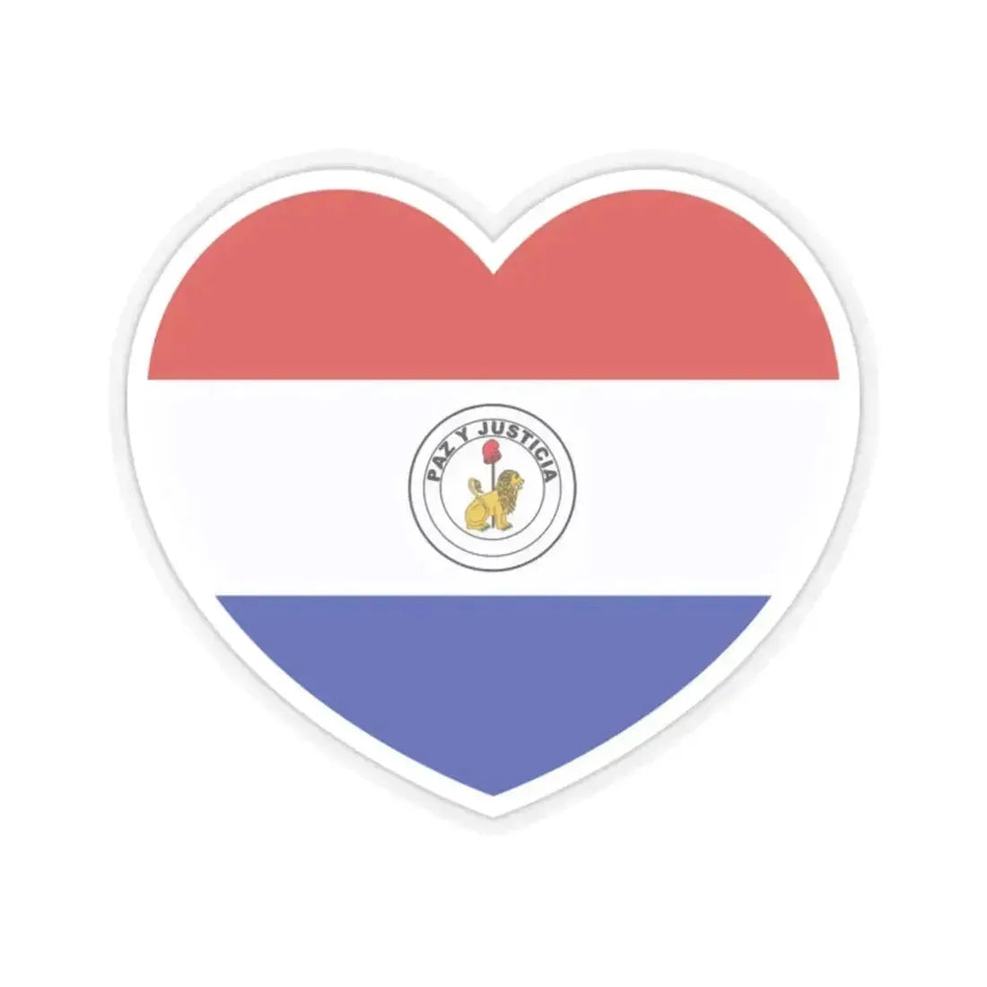 Heart Flag of Paraguay reverse - STICKER Vinyl Kiss-Cut Decal 2 Inch Transparent - The Sticker Space