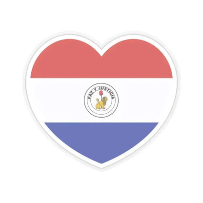 Heart Flag of Paraguay reverse - STICKER Vinyl Kiss-Cut Decal 2 Inch Transparent - The Sticker Space