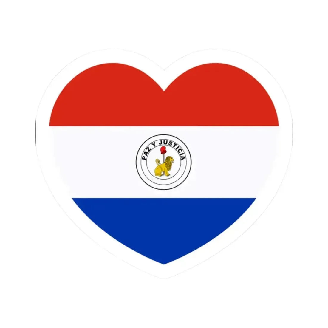 Heart Flag of Paraguay reverse - STICKER Vinyl Kiss-Cut Decal 2 Inch White - The Sticker Space