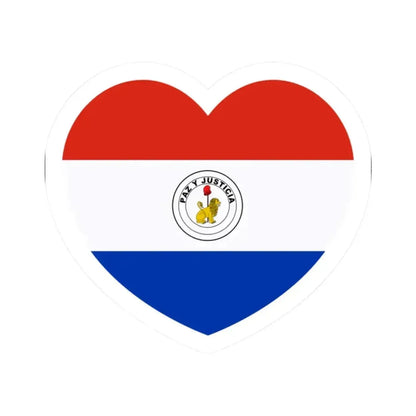 Heart Flag of Paraguay reverse - STICKER Vinyl Kiss-Cut Decal 2 Inch White - The Sticker Space