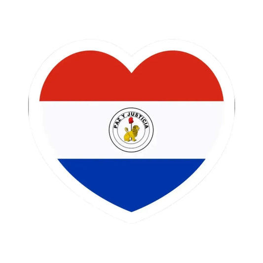 Heart Flag of Paraguay reverse - STICKER Vinyl Kiss-Cut Decal 2 Inch White - The Sticker Space