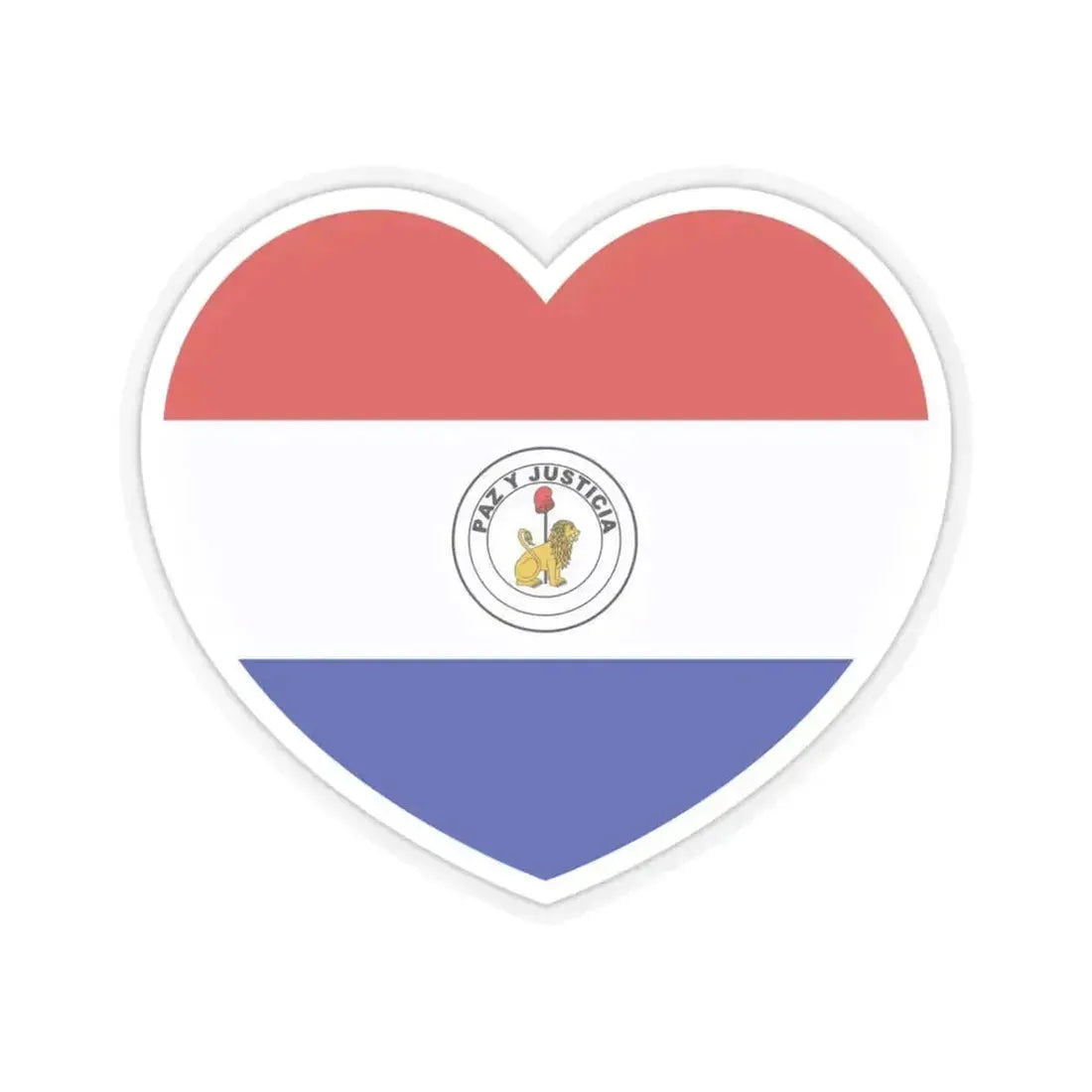 Heart Flag of Paraguay reverse - STICKER Vinyl Kiss-Cut Decal 3 Inch Transparent - The Sticker Space