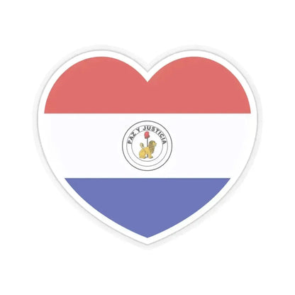 Heart Flag of Paraguay reverse - STICKER Vinyl Kiss-Cut Decal 3 Inch Transparent - The Sticker Space
