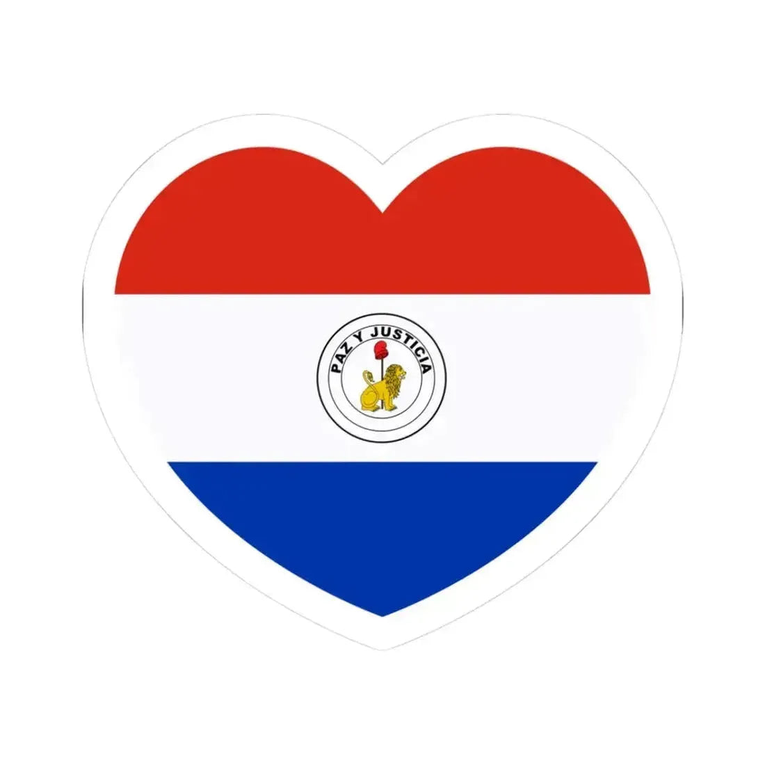 Heart Flag of Paraguay reverse - STICKER Vinyl Kiss-Cut Decal 3 Inch White - The Sticker Space
