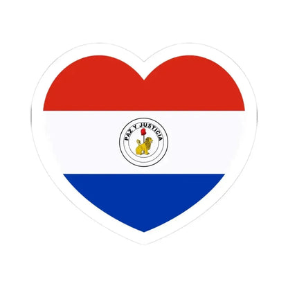Heart Flag of Paraguay reverse - STICKER Vinyl Kiss-Cut Decal 3 Inch White - The Sticker Space