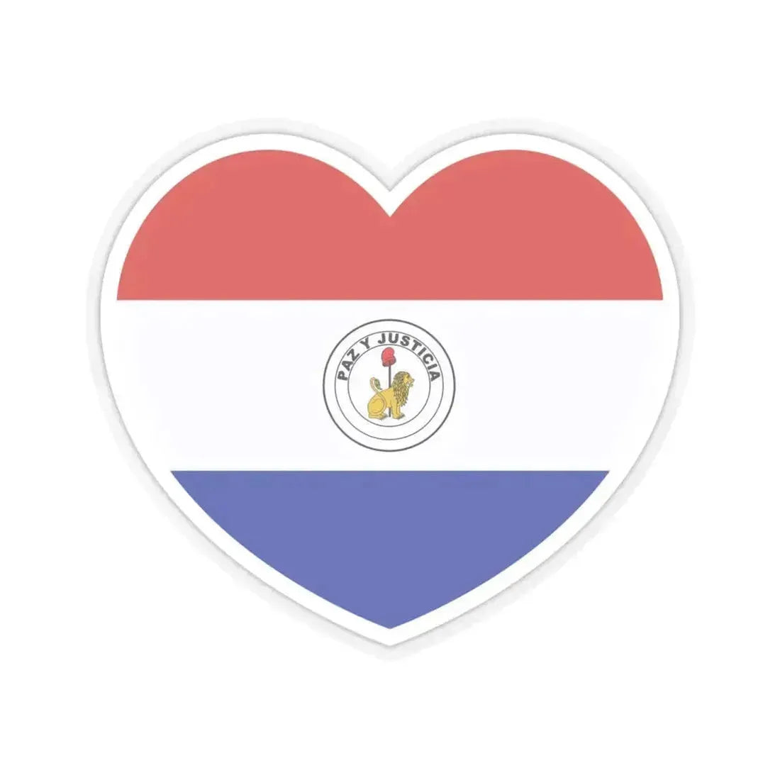 Heart Flag of Paraguay reverse - STICKER Vinyl Kiss-Cut Decal 4 Inch Transparent - The Sticker Space