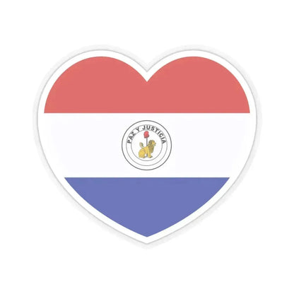Heart Flag of Paraguay reverse - STICKER Vinyl Kiss-Cut Decal 4 Inch Transparent - The Sticker Space