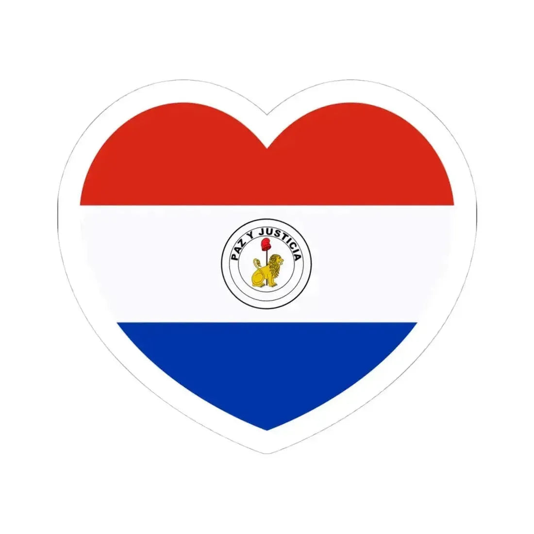 Heart Flag of Paraguay reverse - STICKER Vinyl Kiss-Cut Decal 4 Inch White - The Sticker Space