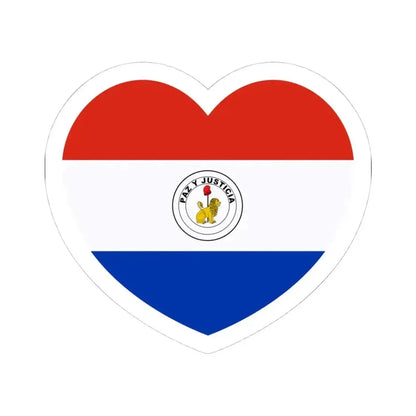 Heart Flag of Paraguay reverse - STICKER Vinyl Kiss-Cut Decal 4 Inch White - The Sticker Space