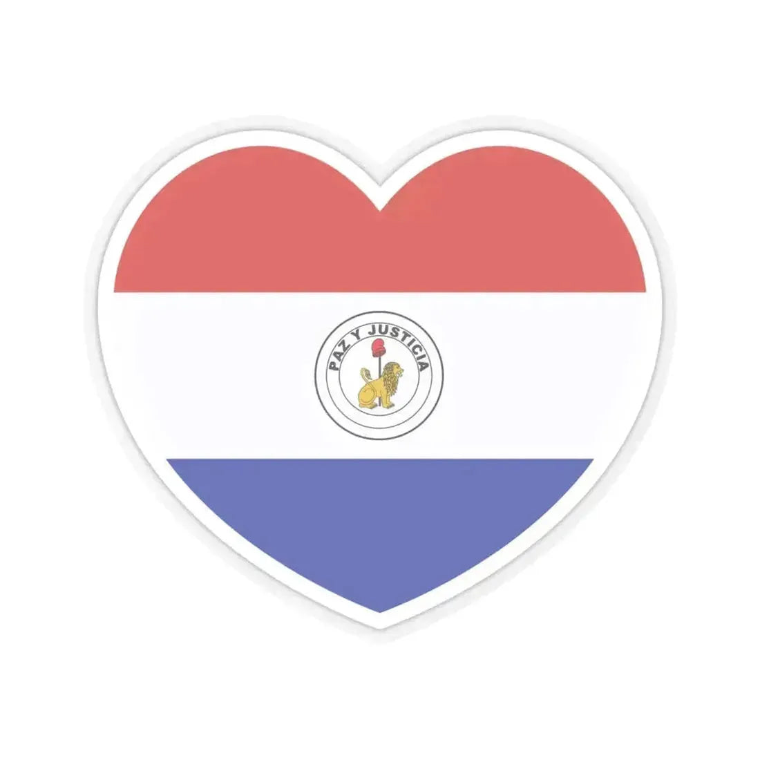 Heart Flag of Paraguay reverse - STICKER Vinyl Kiss-Cut Decal 6 Inch Transparent - The Sticker Space