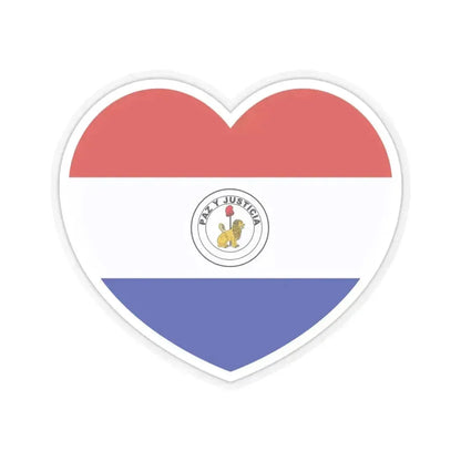 Heart Flag of Paraguay reverse - STICKER Vinyl Kiss-Cut Decal 6 Inch Transparent - The Sticker Space