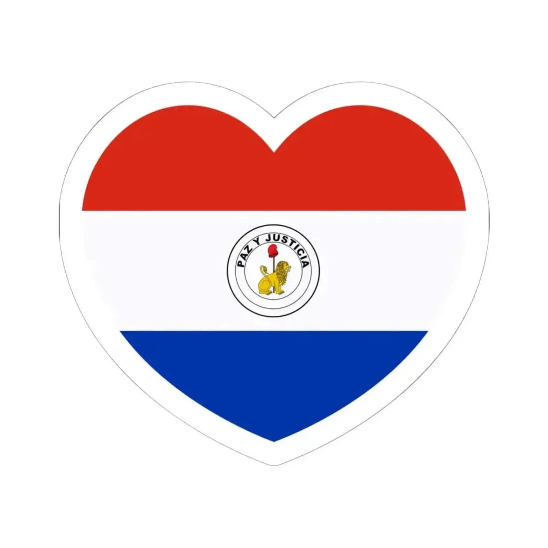 Heart Flag of Paraguay reverse - STICKER Vinyl Kiss-Cut Decal 6 Inch White - The Sticker Space