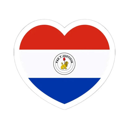 Heart Flag of Paraguay reverse - STICKER Vinyl Kiss-Cut Decal 6 Inch White - The Sticker Space