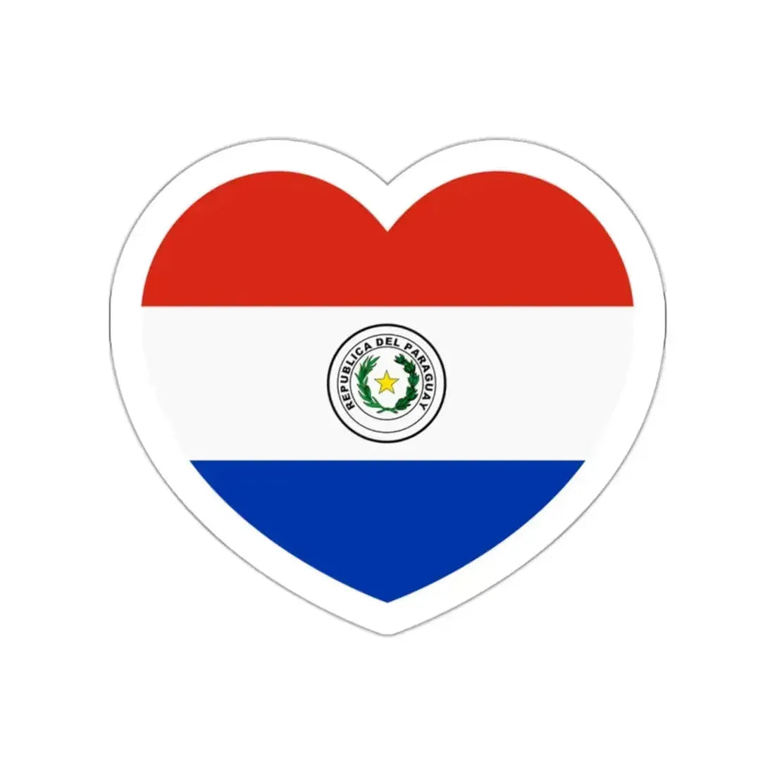 Heart Flag of Paraguay - STICKER Vinyl Die-Cut Decal White Die-Cut 2 Inch - The Sticker Space