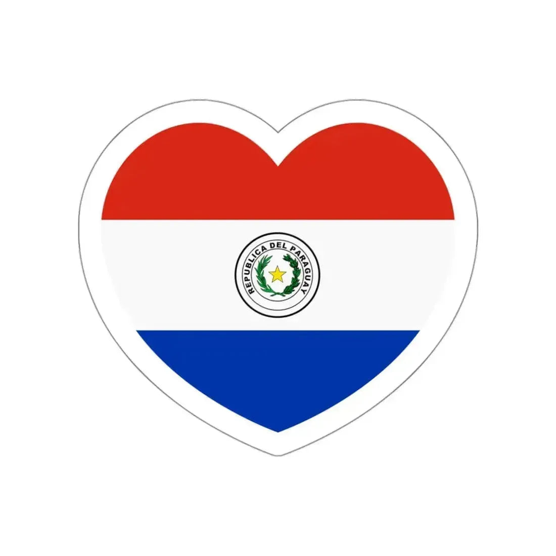 Heart Flag of Paraguay - STICKER Vinyl Die-Cut Decal White Die-Cut 3 Inch - The Sticker Space