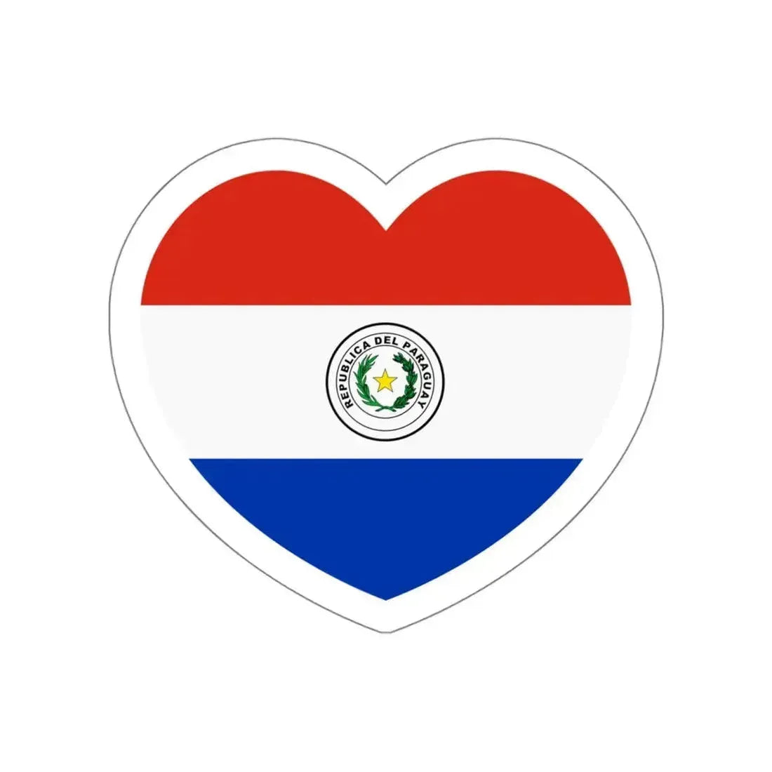 Heart Flag of Paraguay - STICKER Vinyl Die-Cut Decal White Die-Cut 4 Inch - The Sticker Space