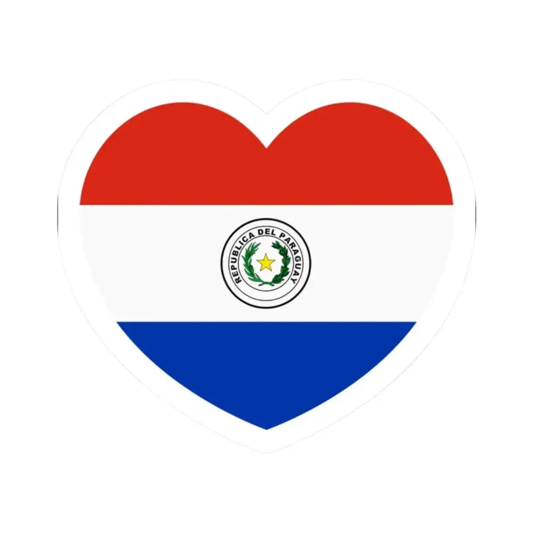 Heart Flag of Paraguay - STICKER Vinyl Kiss-Cut Decal 2 Inch White - The Sticker Space