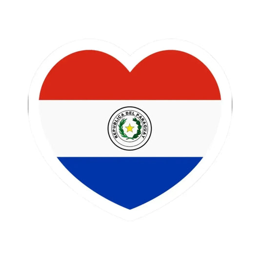 Heart Flag of Paraguay - STICKER Vinyl Kiss-Cut Decal 2 Inch White - The Sticker Space