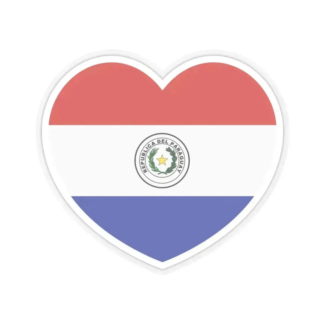 Heart Flag of Paraguay - STICKER Vinyl Kiss-Cut Decal 3 Inch Transparent - The Sticker Space