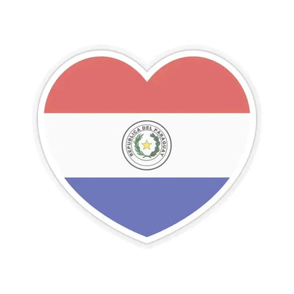 Heart Flag of Paraguay - STICKER Vinyl Kiss-Cut Decal 3 Inch Transparent - The Sticker Space