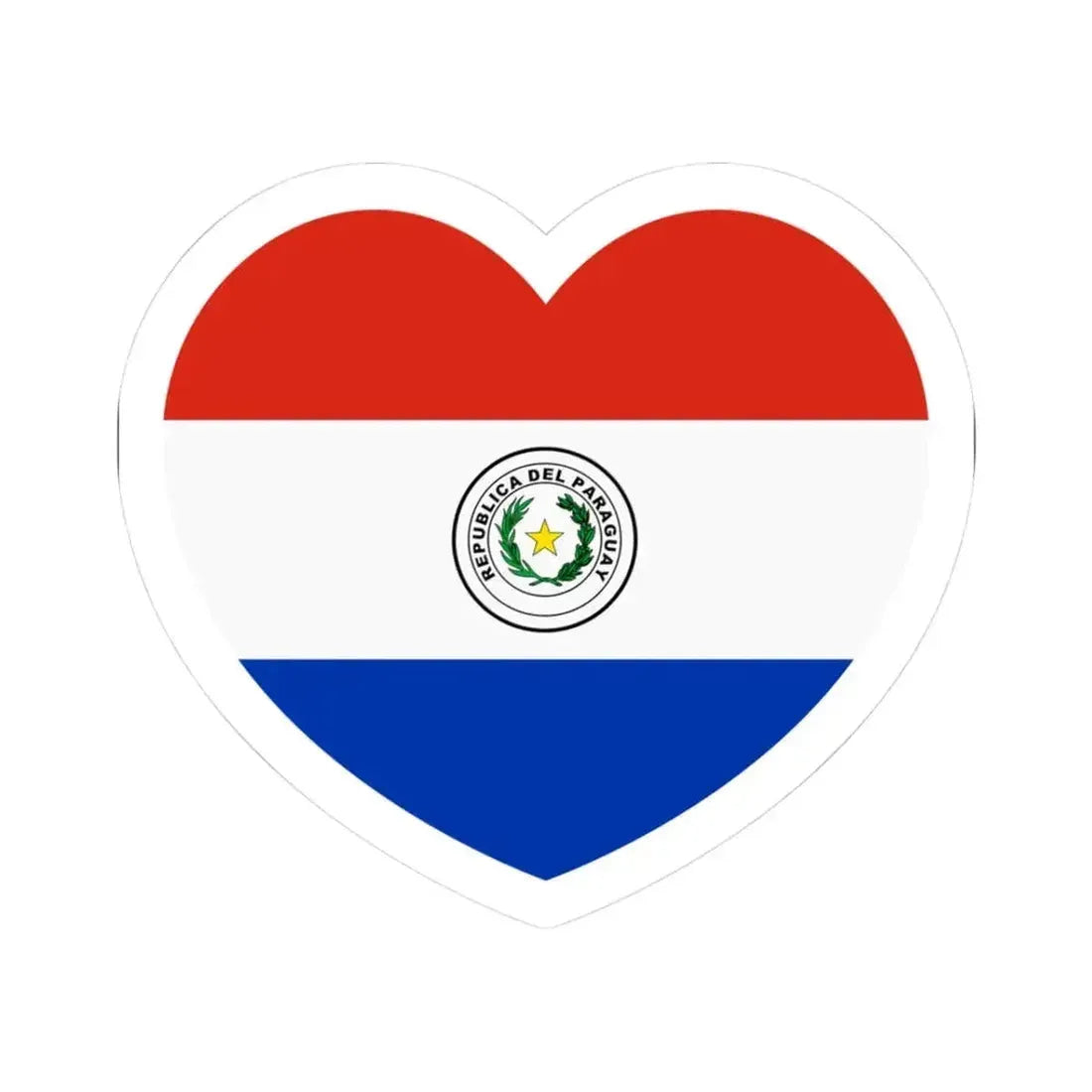 Heart Flag of Paraguay - STICKER Vinyl Kiss-Cut Decal 3 Inch White - The Sticker Space