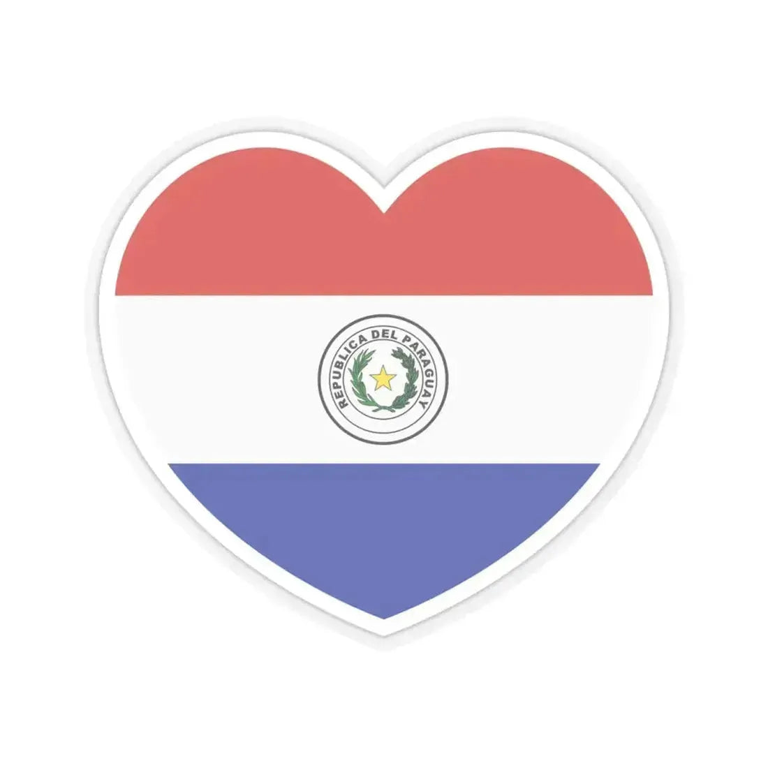 Heart Flag of Paraguay - STICKER Vinyl Kiss-Cut Decal 4 Inch Transparent - The Sticker Space