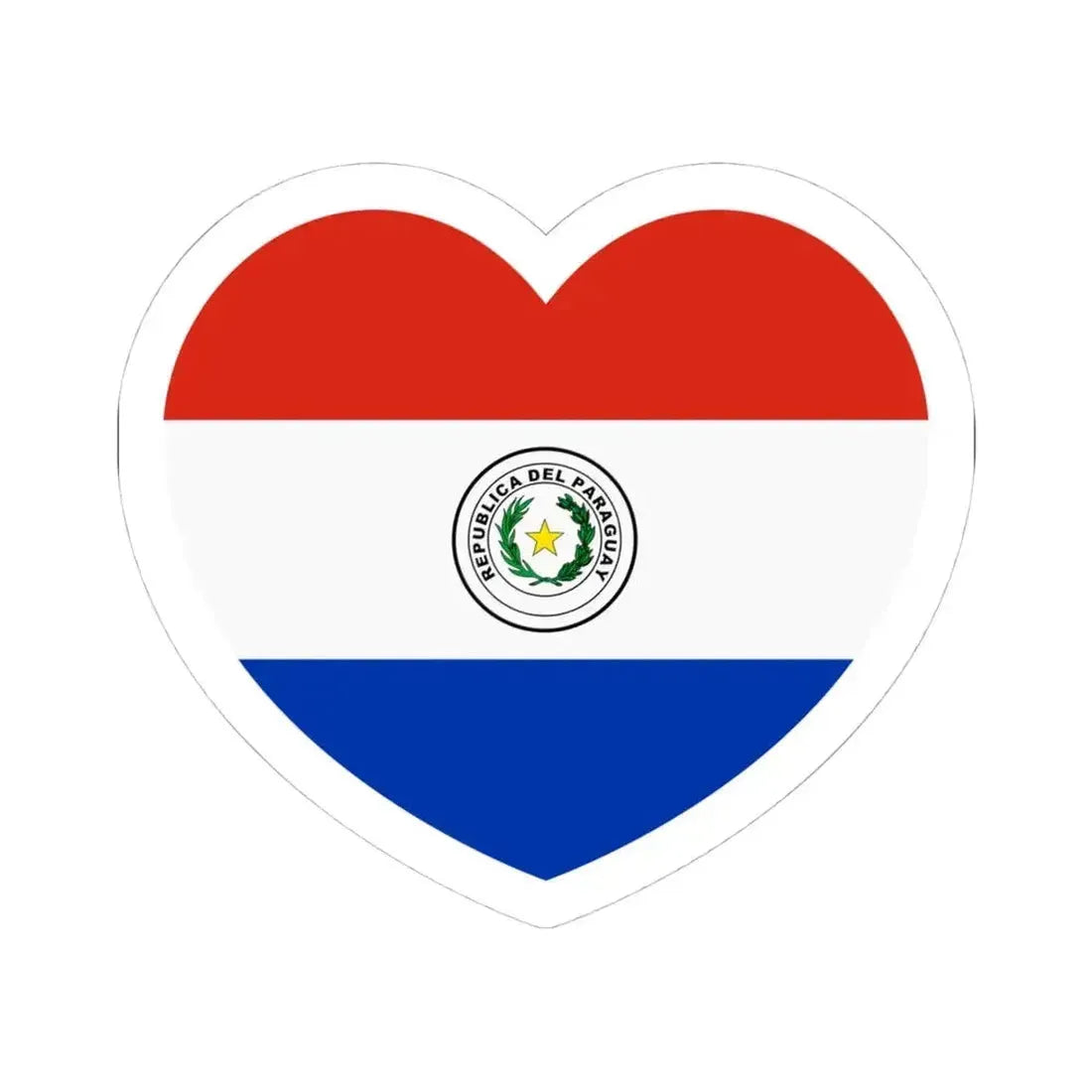 Heart Flag of Paraguay - STICKER Vinyl Kiss-Cut Decal 4 Inch White - The Sticker Space