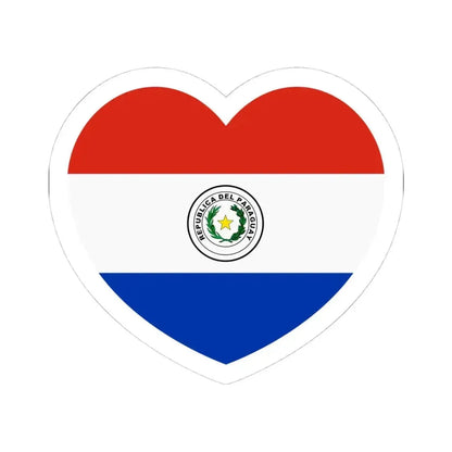Heart Flag of Paraguay - STICKER Vinyl Kiss-Cut Decal 4 Inch White - The Sticker Space