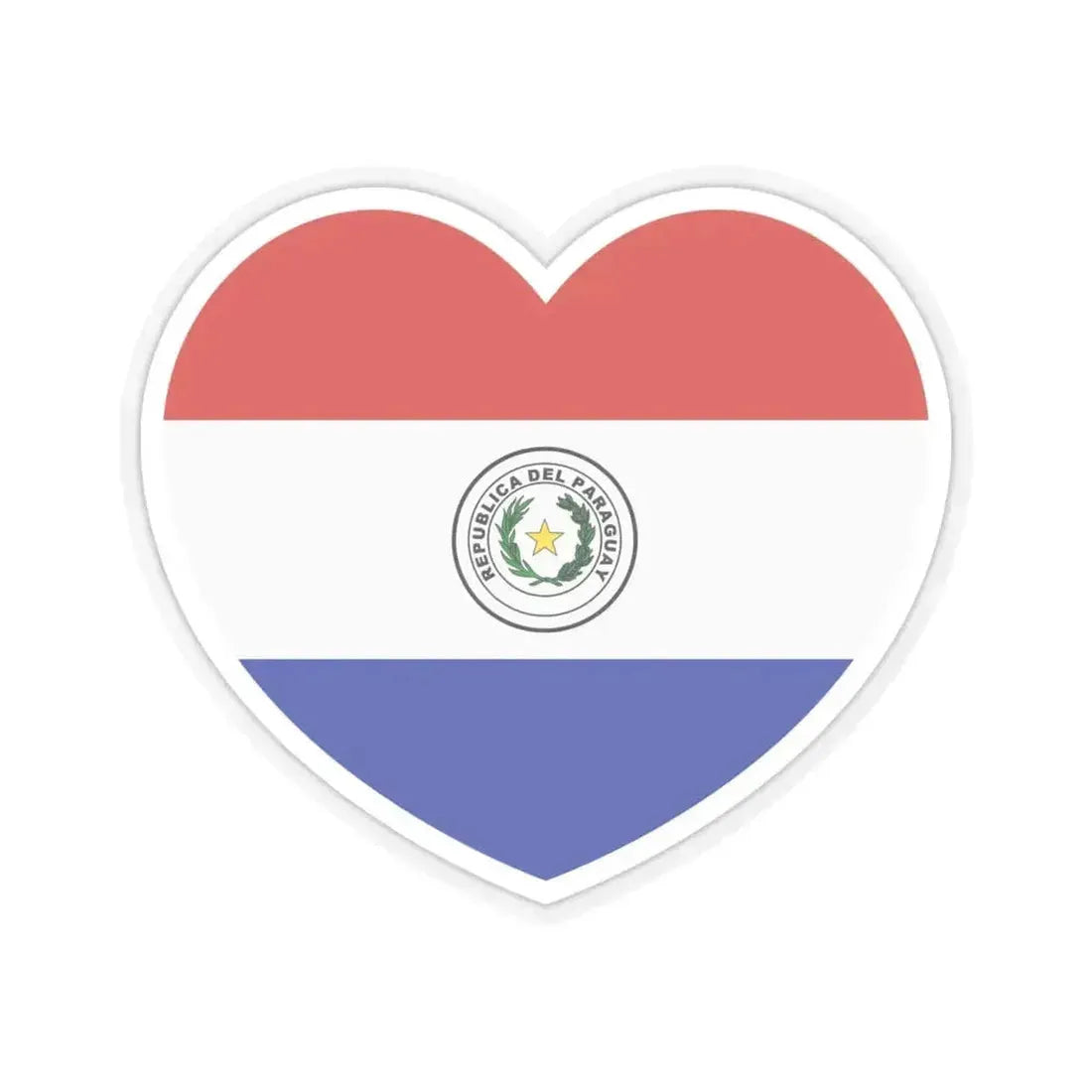 Heart Flag of Paraguay - STICKER Vinyl Kiss-Cut Decal 6 Inch Transparent - The Sticker Space