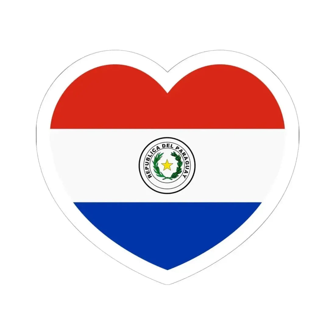 Heart Flag of Paraguay - STICKER Vinyl Kiss-Cut Decal 6 Inch White - The Sticker Space