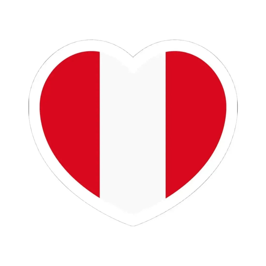 Heart Flag of Peru - STICKER Vinyl Kiss-Cut Decal 4 Inch White - The Sticker Space