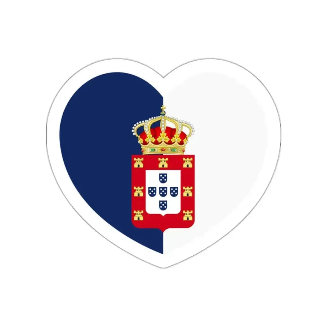 Heart Flag of Portugal 1830-1910 - STICKER Vinyl Die-Cut Decal White Die-Cut 2 Inch - The Sticker Space
