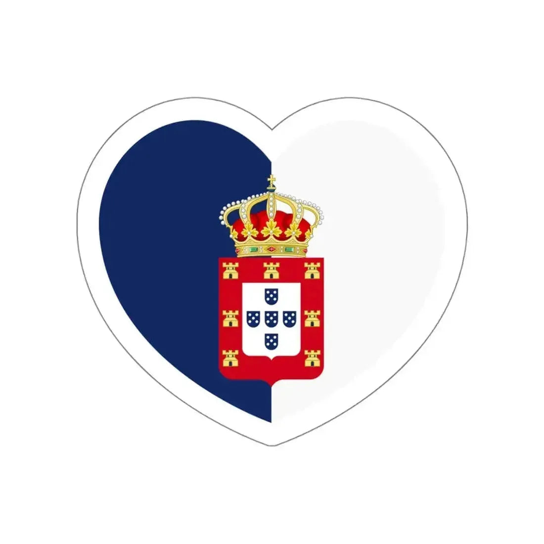 Heart Flag of Portugal 1830-1910 - STICKER Vinyl Die-Cut Decal White Die-Cut 5 Inch - The Sticker Space