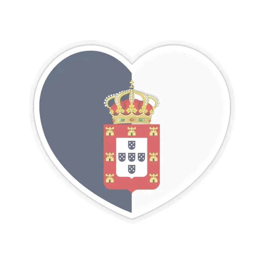 Heart Flag of Portugal 1830-1910 - STICKER Vinyl Kiss-Cut Decal 3 Inch Transparent - The Sticker Space