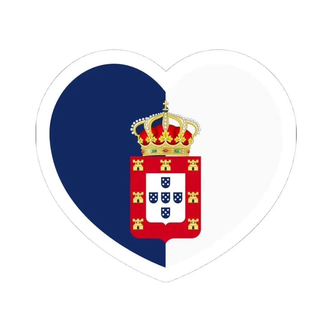 Heart Flag of Portugal 1830-1910 - STICKER Vinyl Kiss-Cut Decal 4 Inch White - The Sticker Space