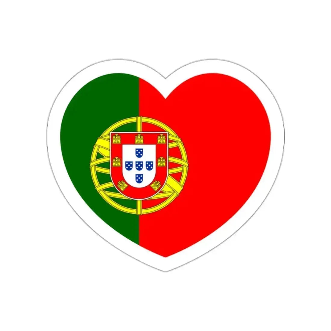Heart Flag of Portugal - STICKER Vinyl Die-Cut Decal White Die-Cut 2 Inch - The Sticker Space