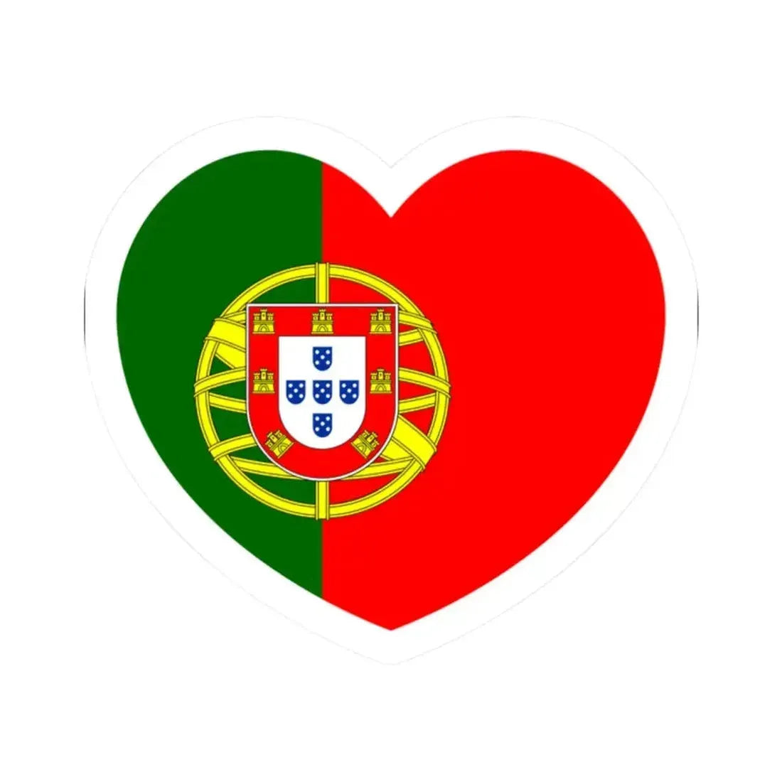Heart Flag of Portugal - STICKER Vinyl Kiss-Cut Decal 2 Inch White - The Sticker Space