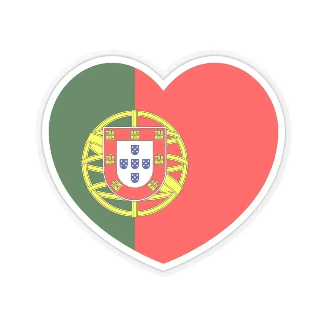 Heart Flag of Portugal - STICKER Vinyl Kiss-Cut Decal 6 Inch Transparent - The Sticker Space