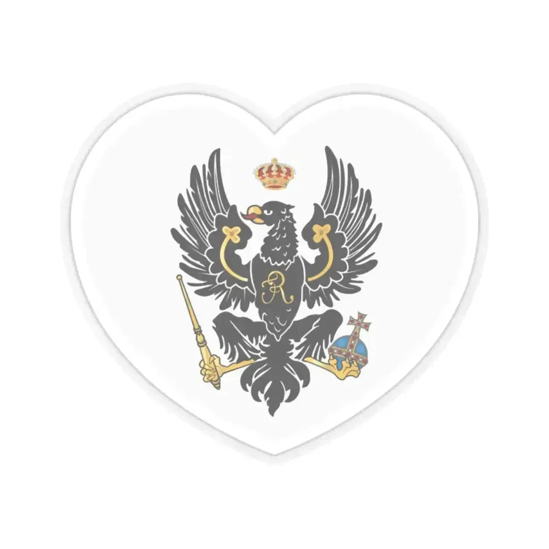 Heart Flag of Prussia 1701-1750 - STICKER Vinyl Kiss-Cut Decal 2 Inch Transparent - The Sticker Space