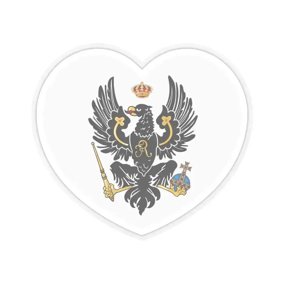 Heart Flag of Prussia 1701-1750 - STICKER Vinyl Kiss-Cut Decal 3 Inch Transparent - The Sticker Space
