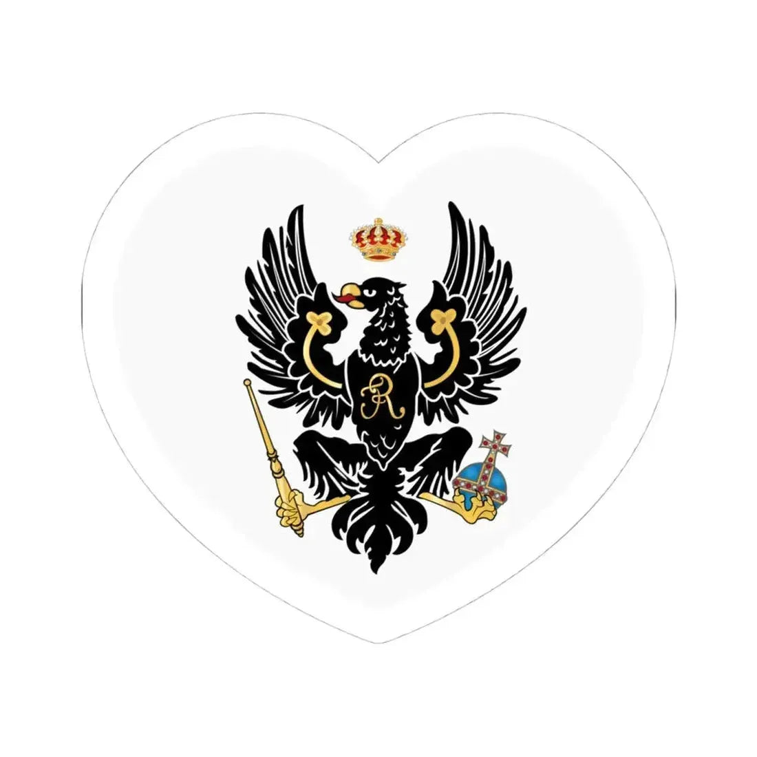 Heart Flag of Prussia 1701-1750 - STICKER Vinyl Kiss-Cut Decal 4 Inch White - The Sticker Space