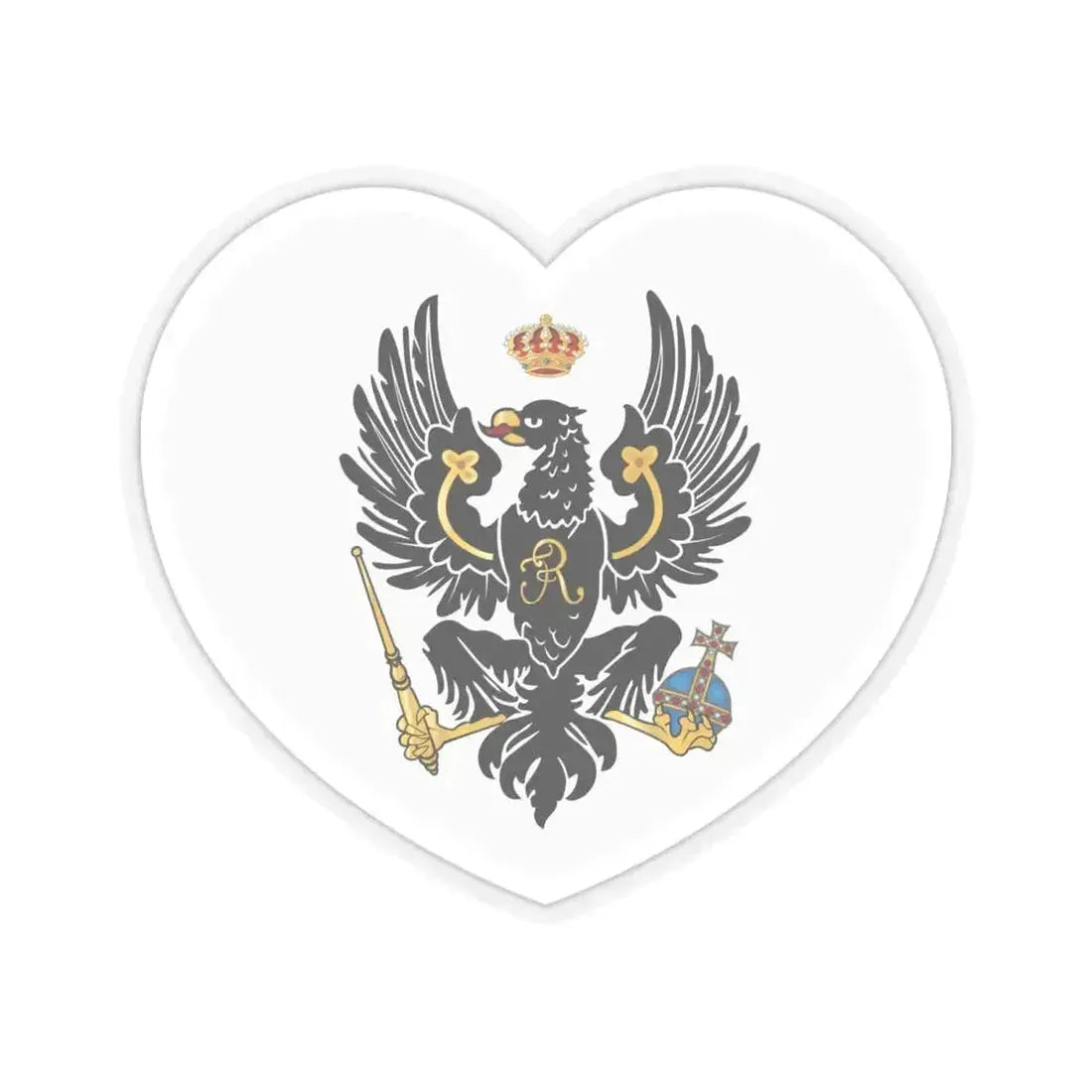 Heart Flag of Prussia 1701-1750 - STICKER Vinyl Kiss-Cut Decal 6 Inch Transparent - The Sticker Space