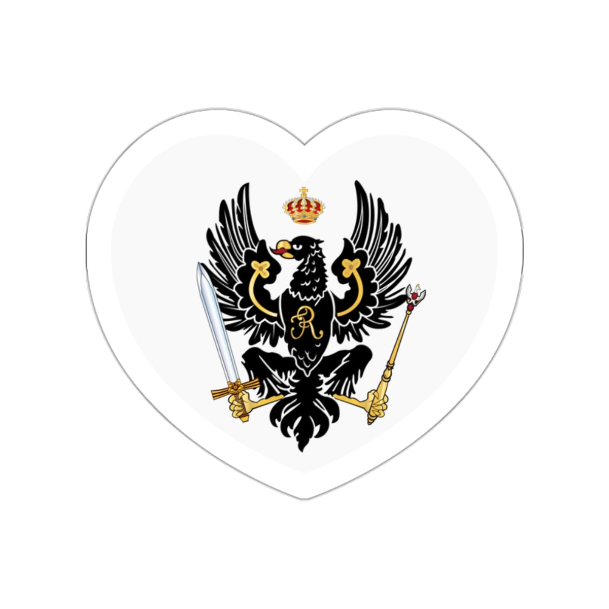 Heart Flag of Prussia 1750-1801 - STICKER Vinyl Die-Cut Decal-White-The Sticker Space