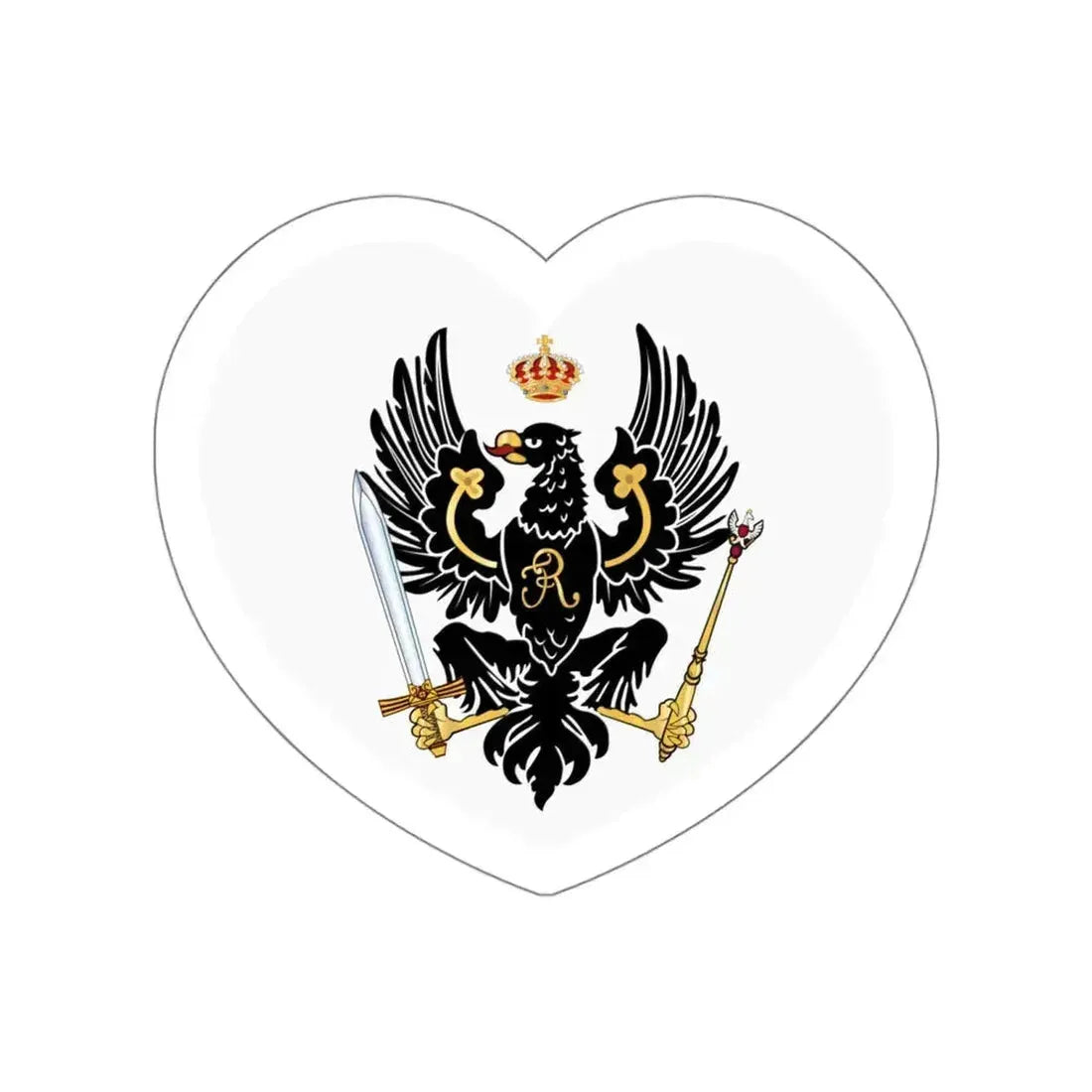 Heart Flag of Prussia 1750-1801 - STICKER Vinyl Die-Cut Decal White Die-Cut 5 Inch - The Sticker Space