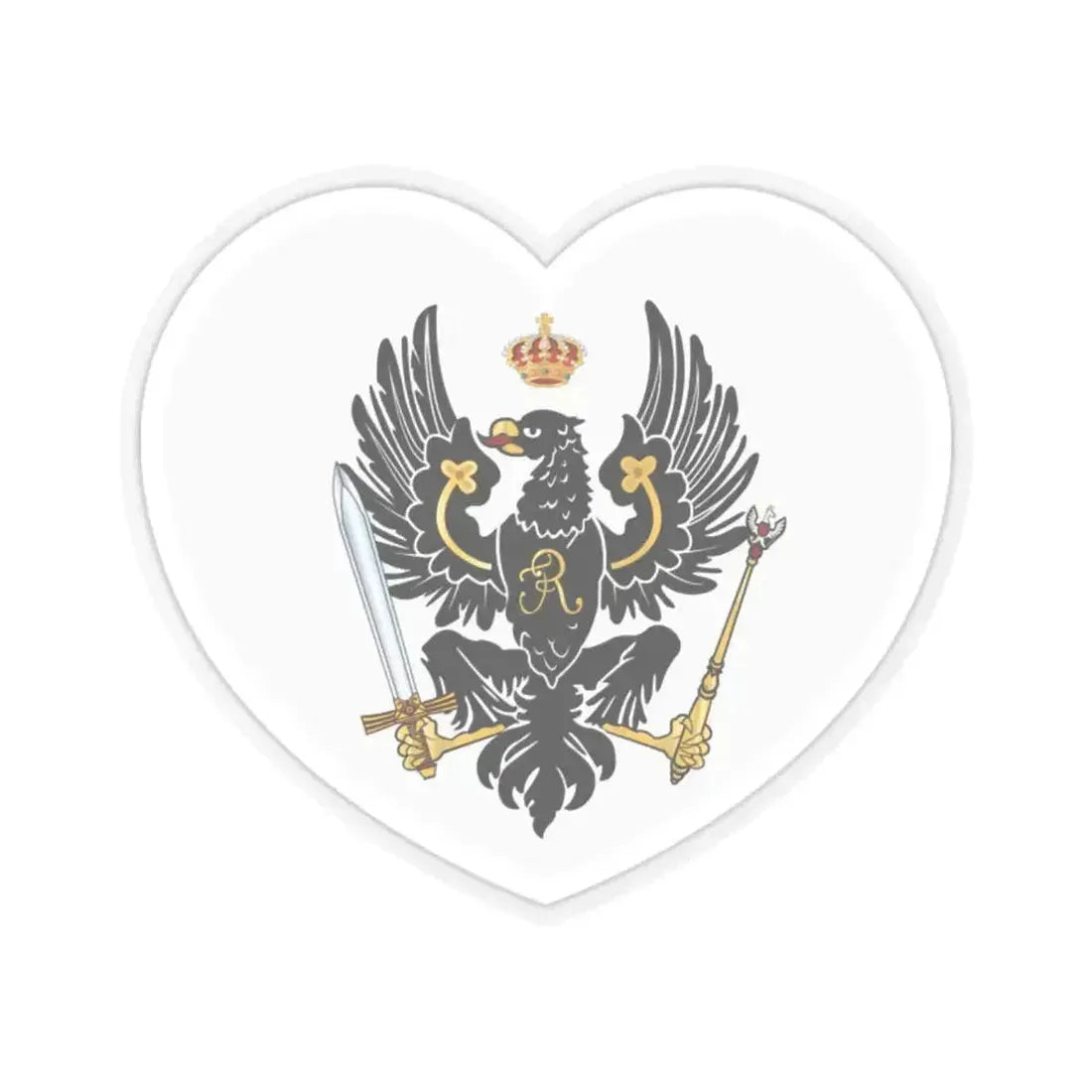 Heart Flag of Prussia 1750-1801 - STICKER Vinyl Kiss-Cut Decal 2 Inch Transparent - The Sticker Space