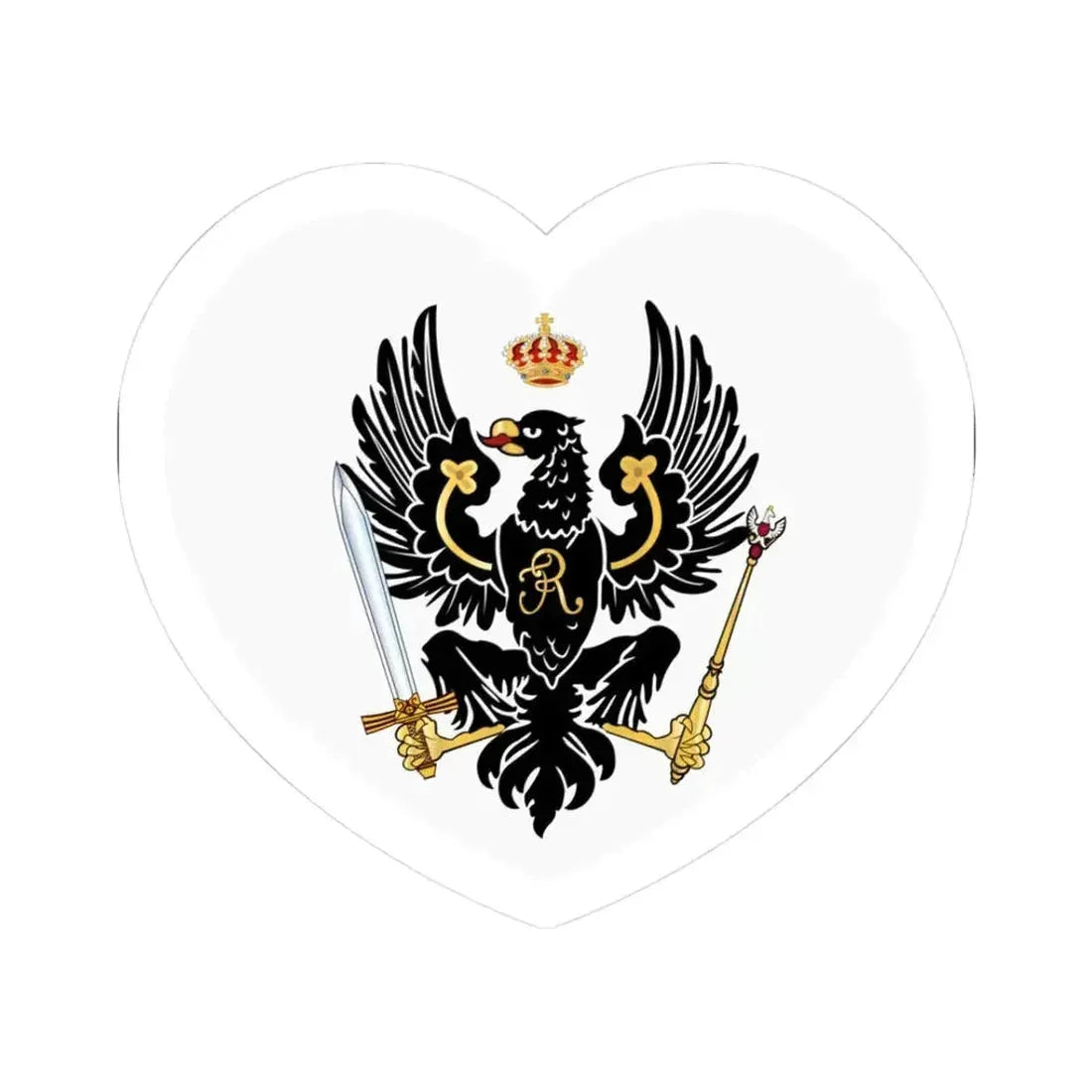 Heart Flag of Prussia 1750-1801 - STICKER Vinyl Kiss-Cut Decal 3 Inch White - The Sticker Space