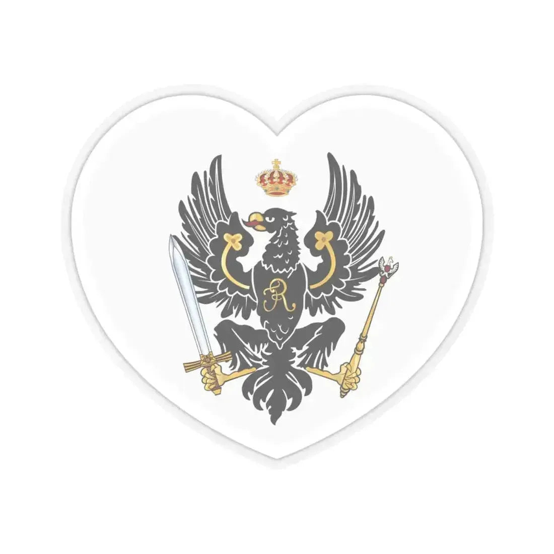 Heart Flag of Prussia 1750-1801 - STICKER Vinyl Kiss-Cut Decal 4 Inch Transparent - The Sticker Space