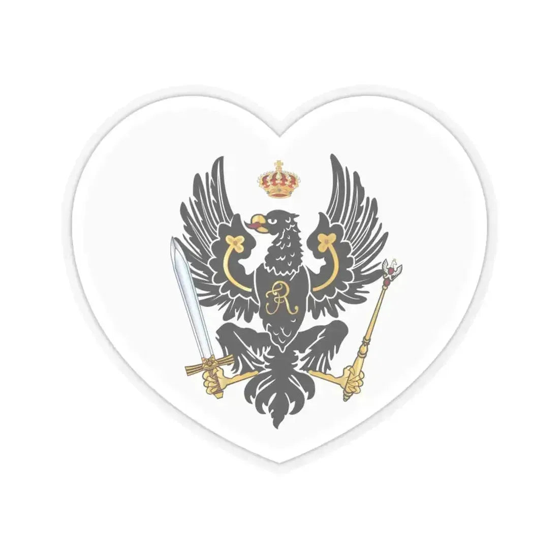 Heart Flag of Prussia 1750-1801 - STICKER Vinyl Kiss-Cut Decal 6 Inch Transparent - The Sticker Space