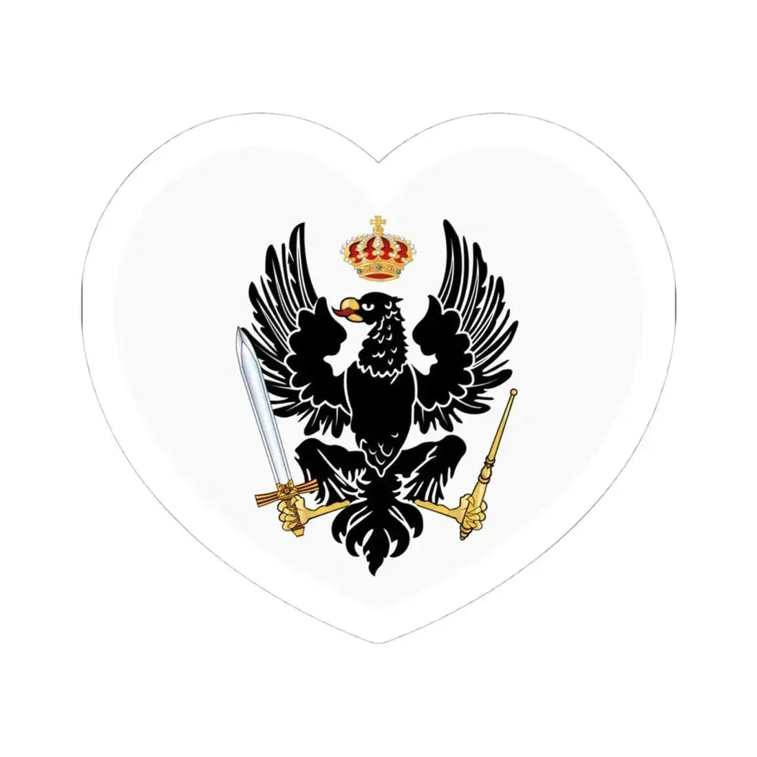 Heart Flag of Prussia 1801-1803 - STICKER Vinyl Kiss-Cut Decal 4 Inch White - The Sticker Space